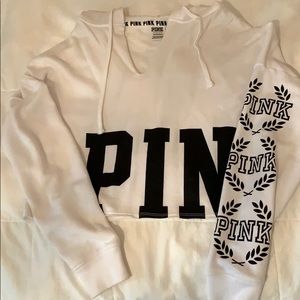 Vs pink white sweatshirt cropped